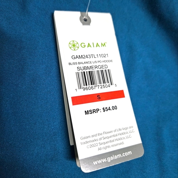 NWT GAIAM Bliss Balance Pullover Hoodie Submerged Teal Turquiose SlimFit Small - Picture 9 of 10